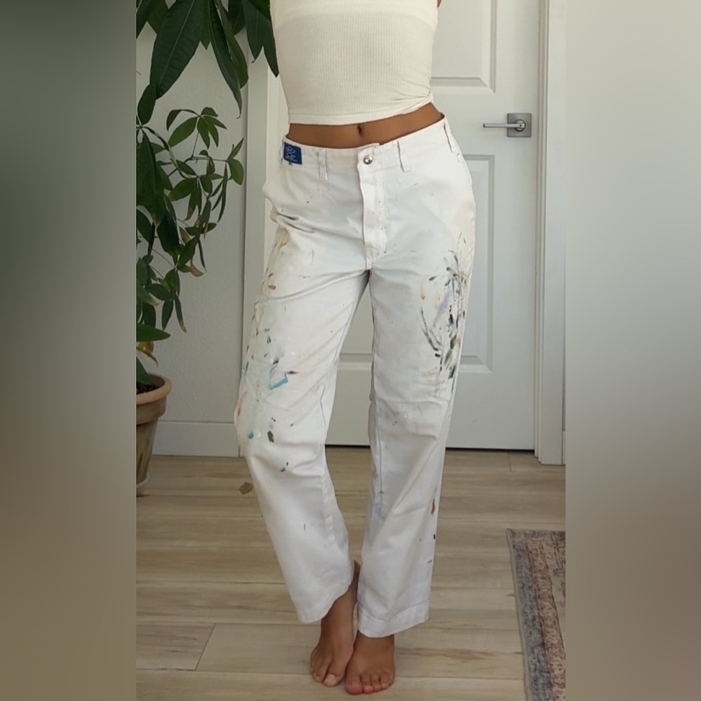 White Paint Pants